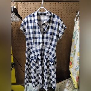Blue and White Checkered Dress